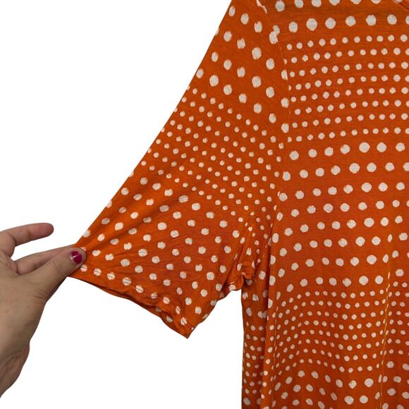 Fall‎ Chic Polka Dot Tunic Top Chico’s Orange Short Sleeve Size XL (2) - Picture 2 of 7